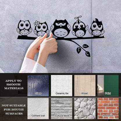 Vinyl Wall Stickers Nursery Owls Branch Birds Animals Children'S Playroom Art Mural Painting