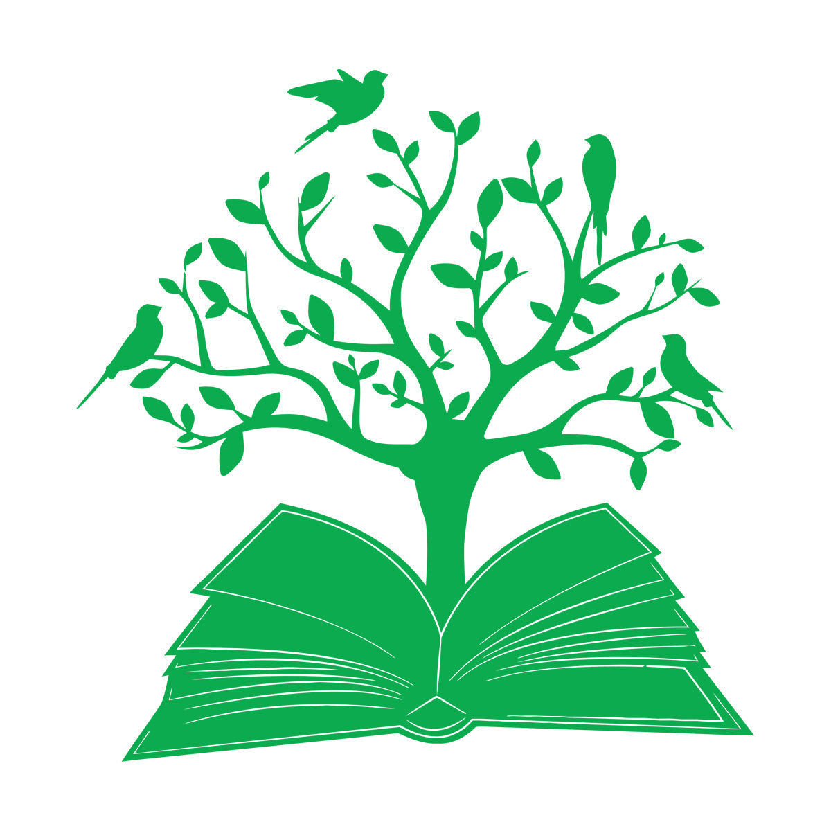 Engraving Decals Open Book Read Library Birds Tree Branch It Won'T Fall Off