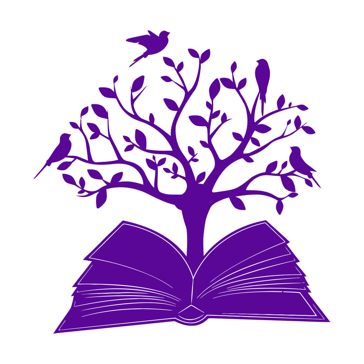 Engraving Decals Open Book Read Library Birds Tree Branch It Won'T Fall Off