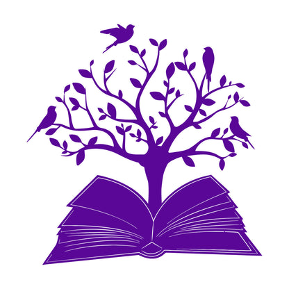 Engraving Decals Open Book Read Library Birds Tree Branch It Won'T Fall Off