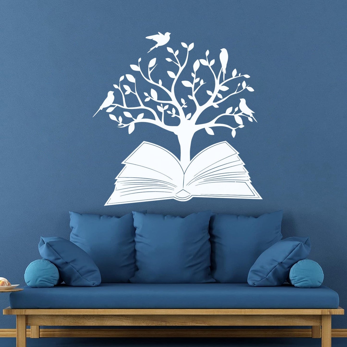 Engraving Decals Open Book Read Library Birds Tree Branch It Won'T Fall Off