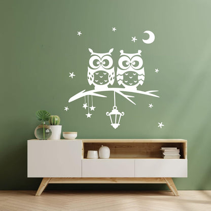 Owl Moon Stars Branch Nursery Dreams Wall Stickers Paster Paper Can Modify And Add Information