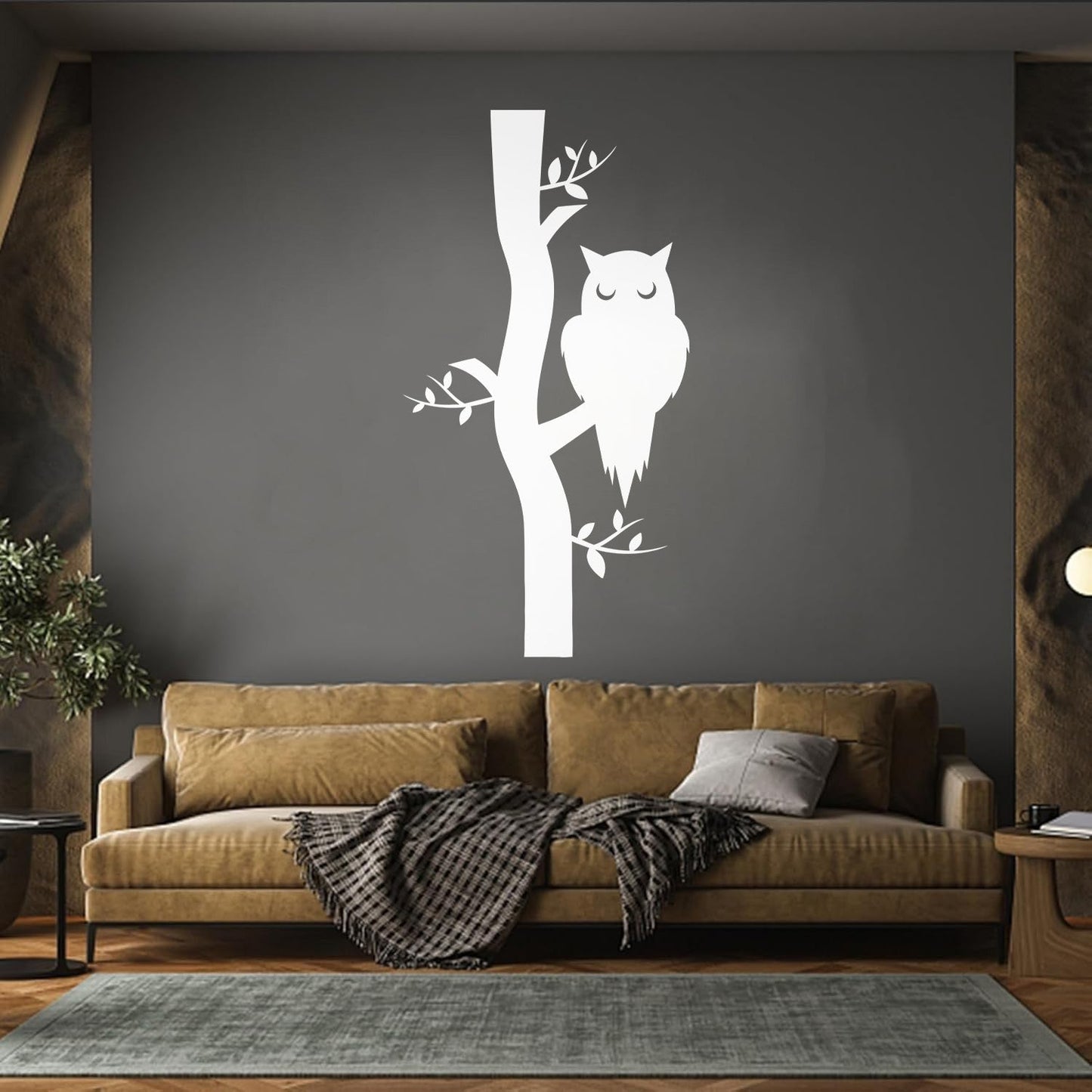 Wall Vinyl Sticker Decor Owl On Branch Forest Bird Kids Art Decoration