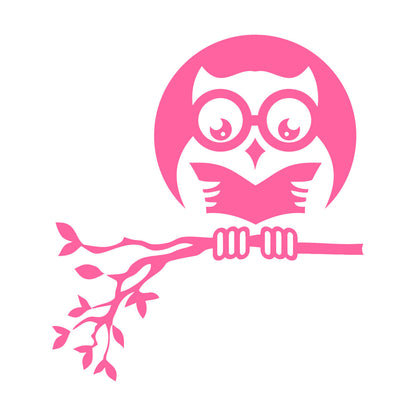 Fine Carving Stickers Owl On Branch Forest Night Moon Wall Beautification