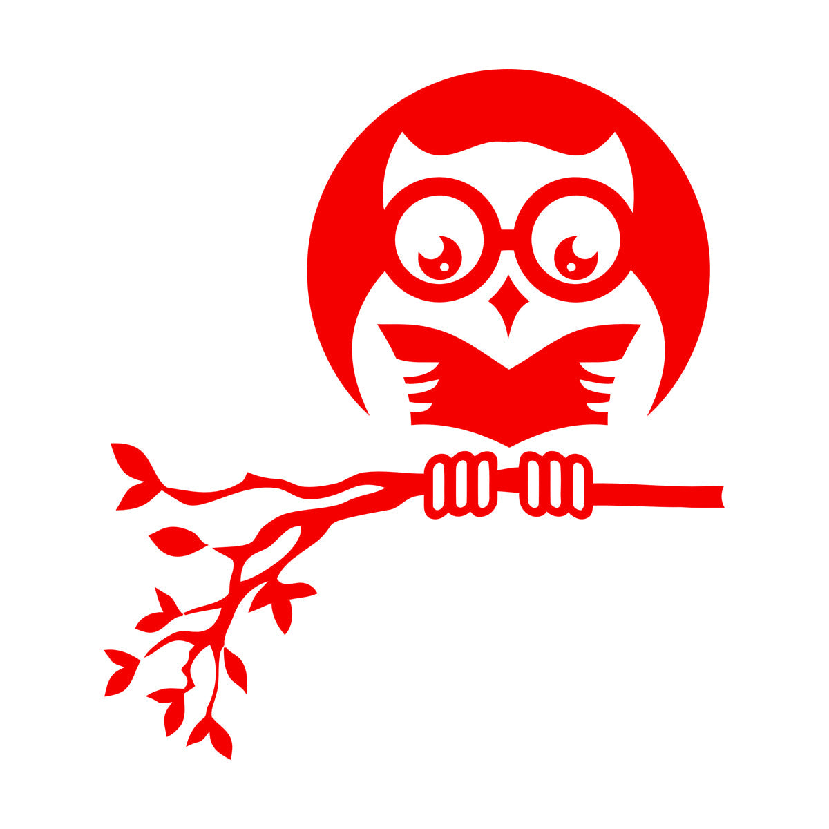 Fine Carving Stickers Owl On Branch Forest Night Moon Wall Beautification