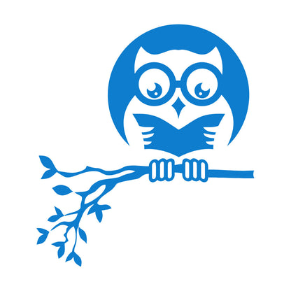 Fine Carving Stickers Owl On Branch Forest Night Moon Wall Beautification