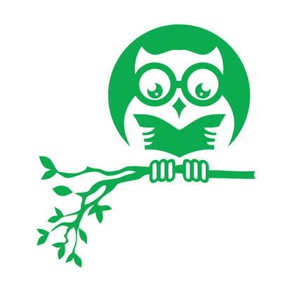 Fine Carving Stickers Owl On Branch Forest Night Moon Wall Beautification