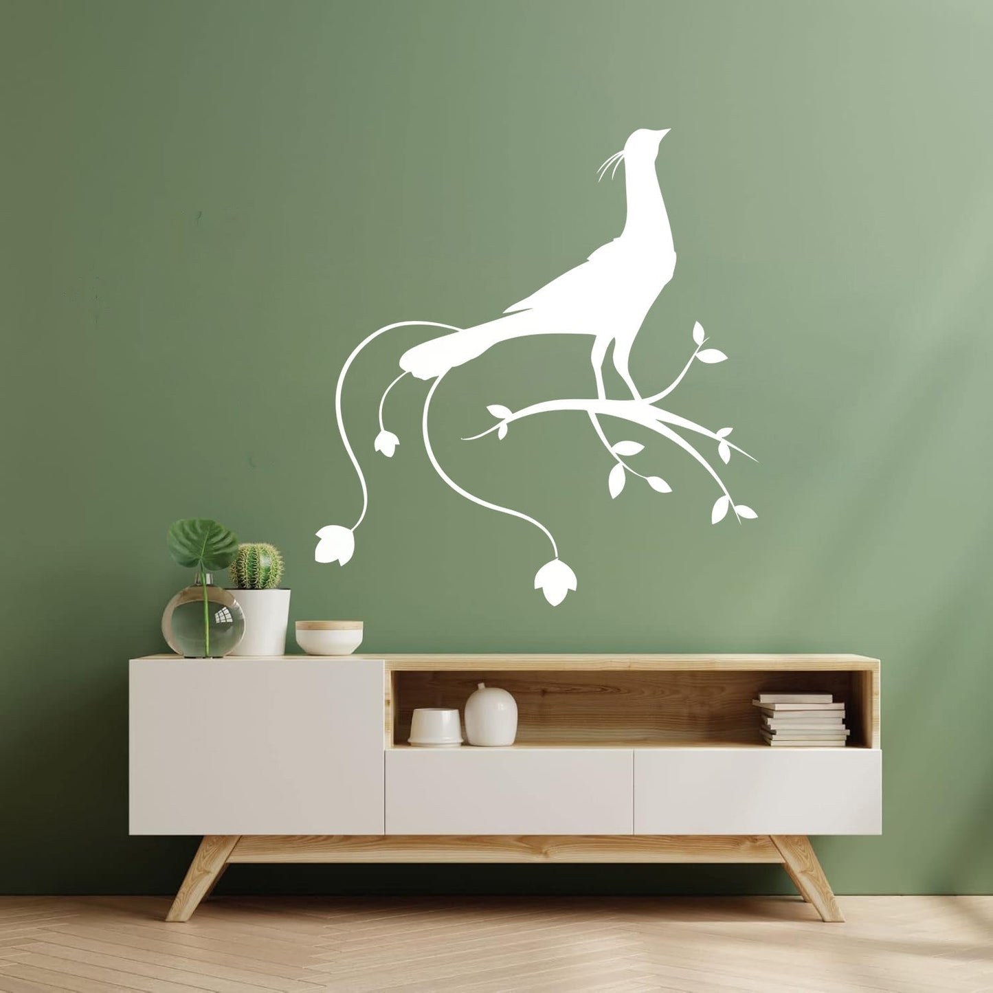 Vinyl Art Sticker Pheasant Bird Amazing Peacock Tree Branch Glass Stickers