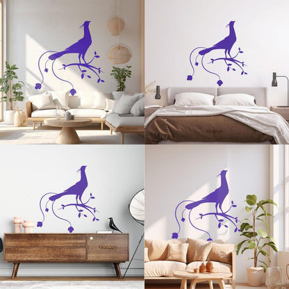Vinyl Art Sticker Pheasant Bird Amazing Peacock Tree Branch Glass Stickers