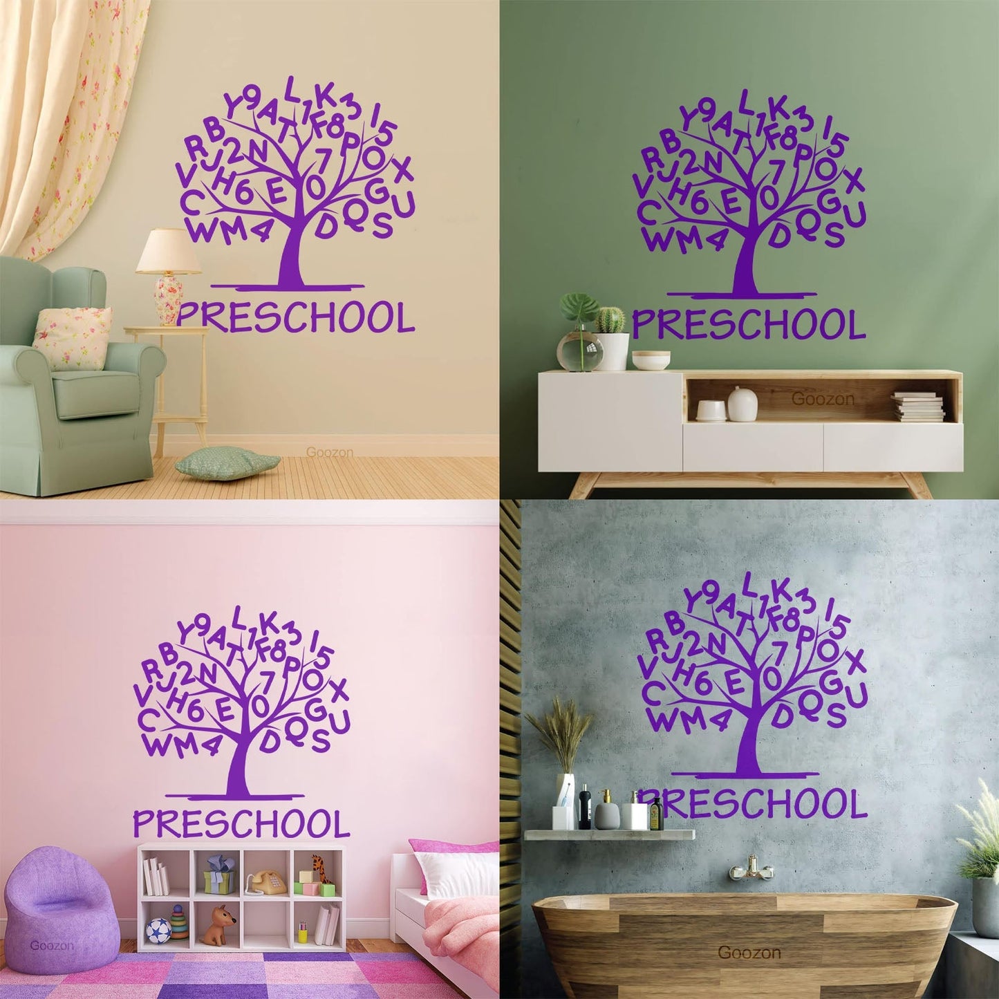 Engraving Stickers Preschool Alphabet Tree Branch With Letters Store Decoration