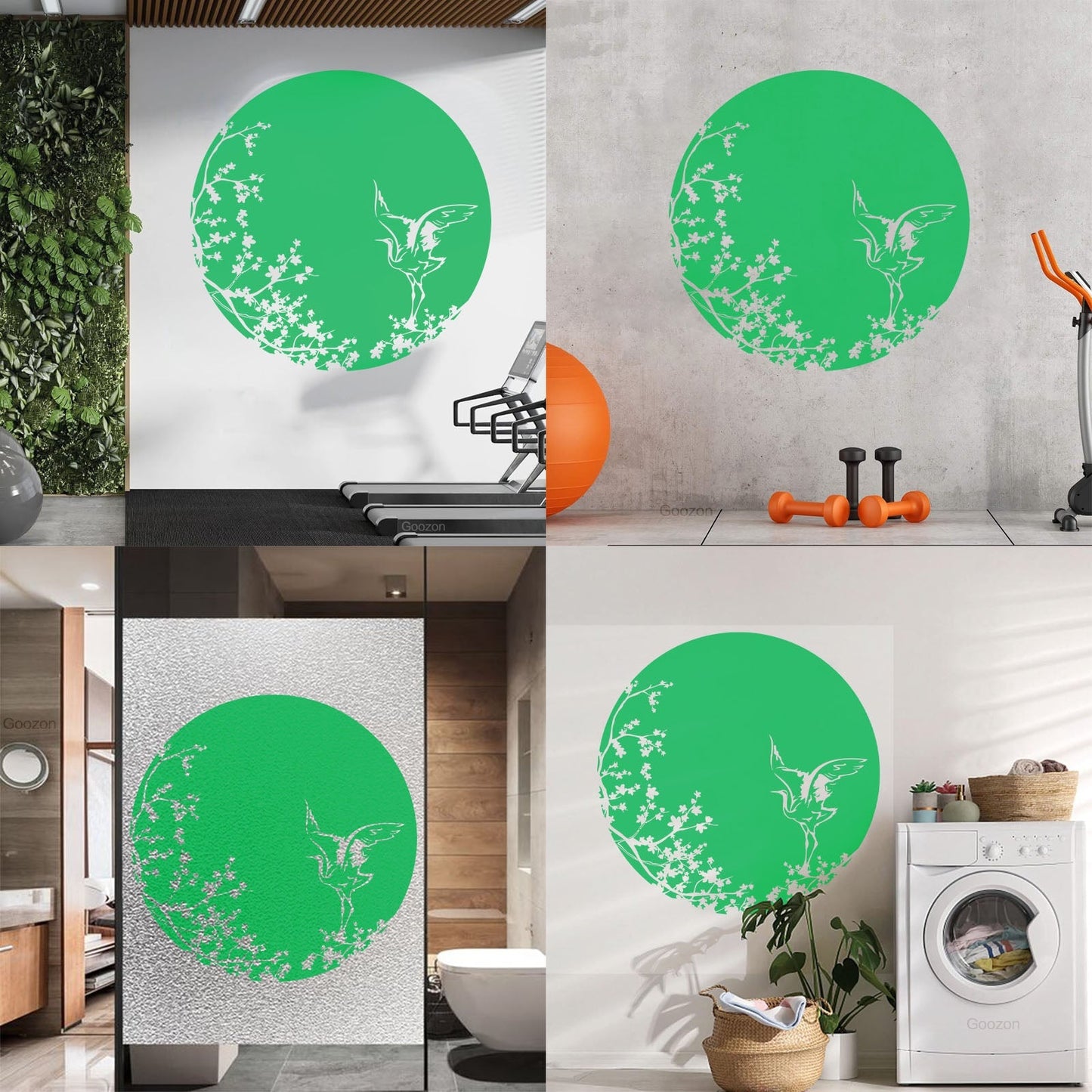 Sakura Tree Branch Heron Asian Style Bird Lettering Decals Tattoo Culture