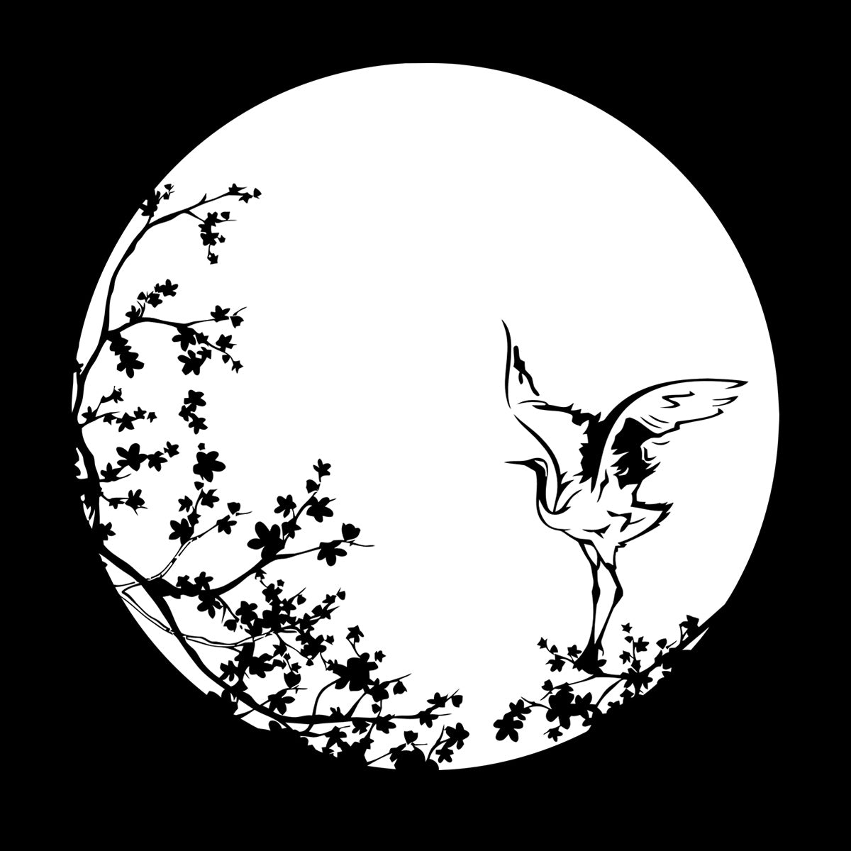 Sakura Tree Branch Heron Asian Style Bird Lettering Decals Tattoo Culture