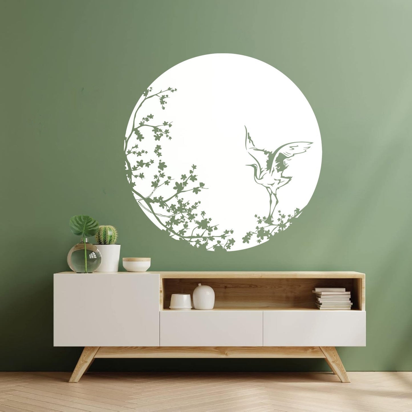 Sakura Tree Branch Heron Asian Style Bird Lettering Decals Tattoo Culture