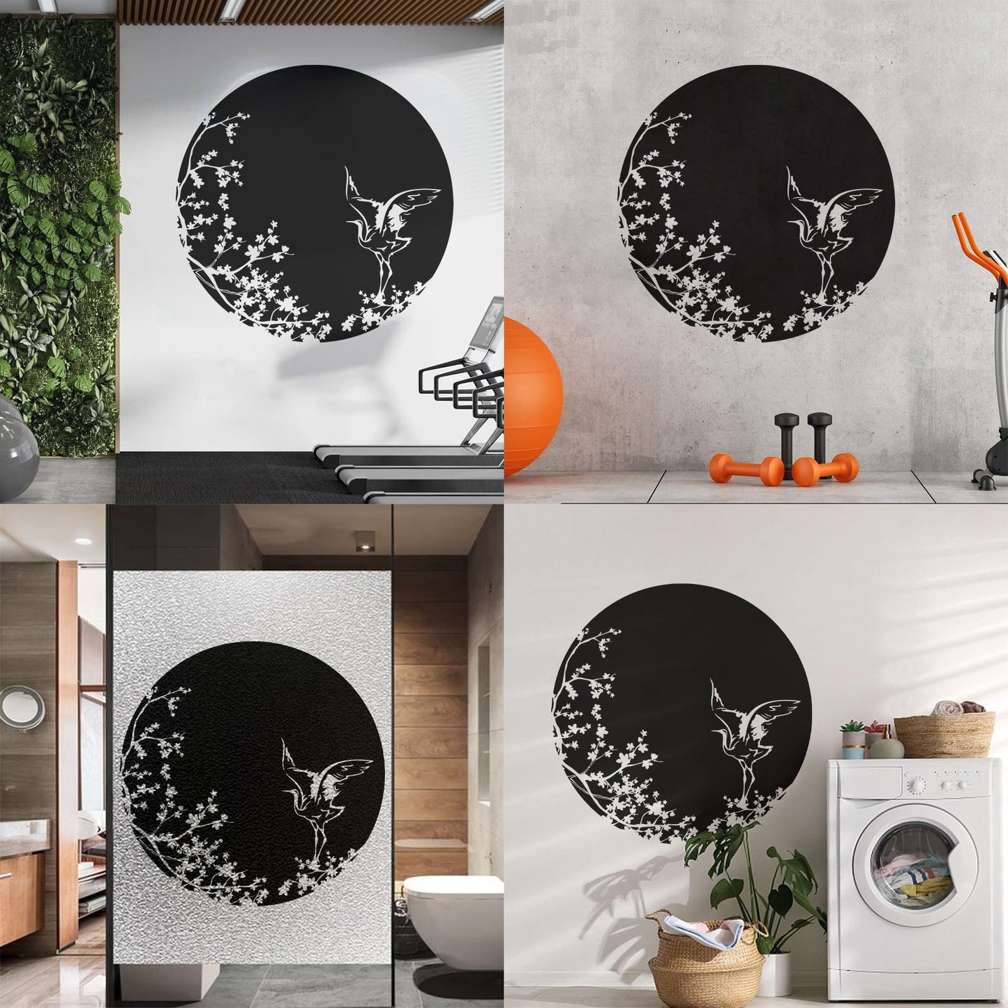 Sakura Tree Branch Heron Asian Style Bird Lettering Decals Tattoo Culture