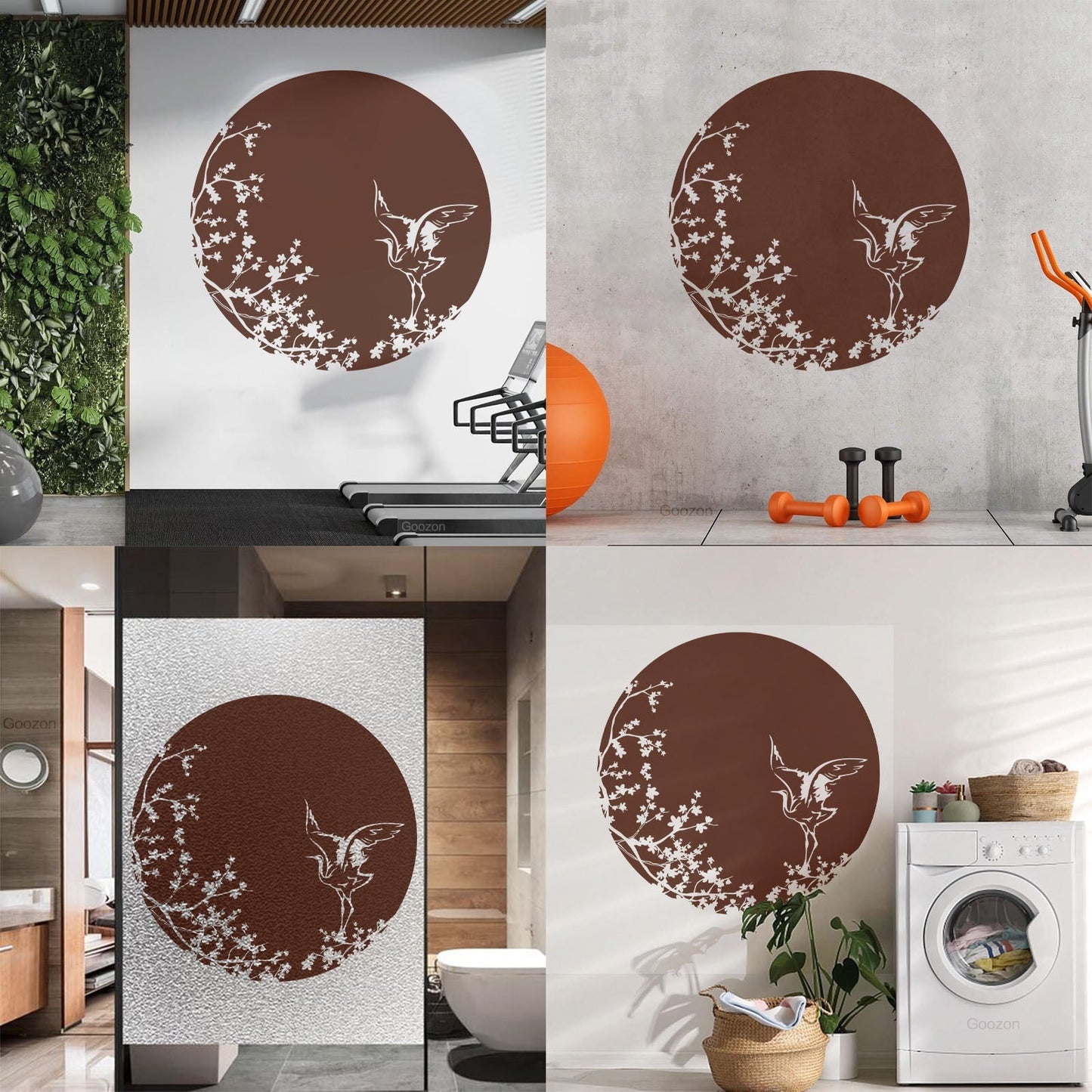 Sakura Tree Branch Heron Asian Style Bird Lettering Decals Tattoo Culture