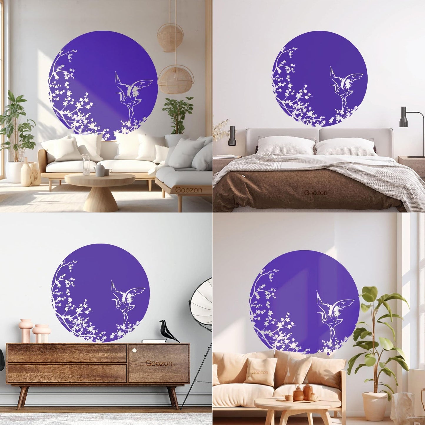 Sakura Tree Branch Heron Asian Style Bird Lettering Decals Tattoo Culture