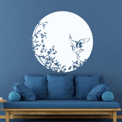 Sakura Tree Branch Heron Asian Style Bird Lettering Decals Tattoo Culture