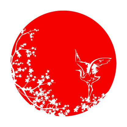 Sakura Tree Branch Heron Asian Style Bird Lettering Decals Tattoo Culture