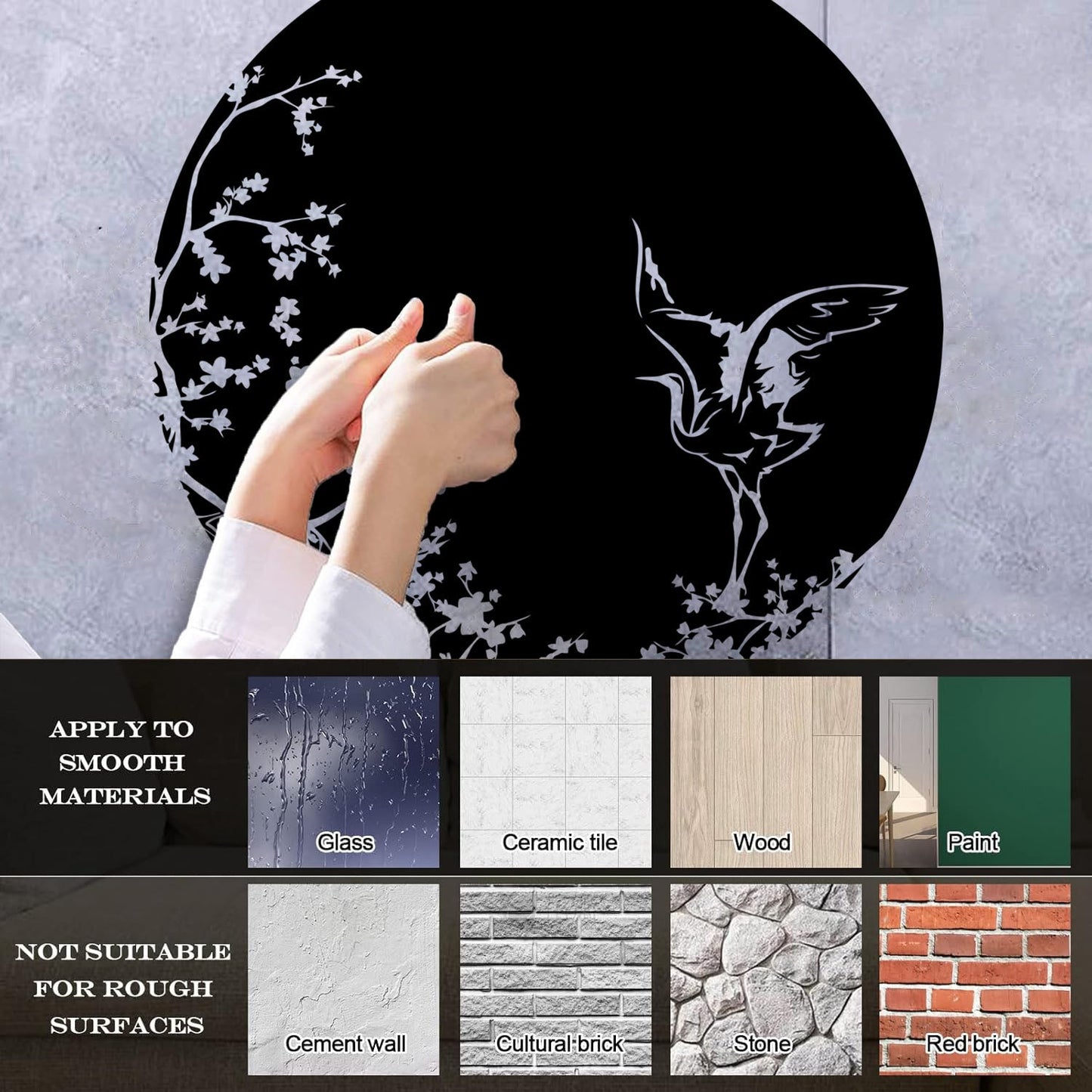 Sakura Tree Branch Heron Asian Style Bird Lettering Decals Tattoo Culture