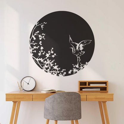Sakura Tree Branch Heron Asian Style Bird Lettering Decals Tattoo Culture