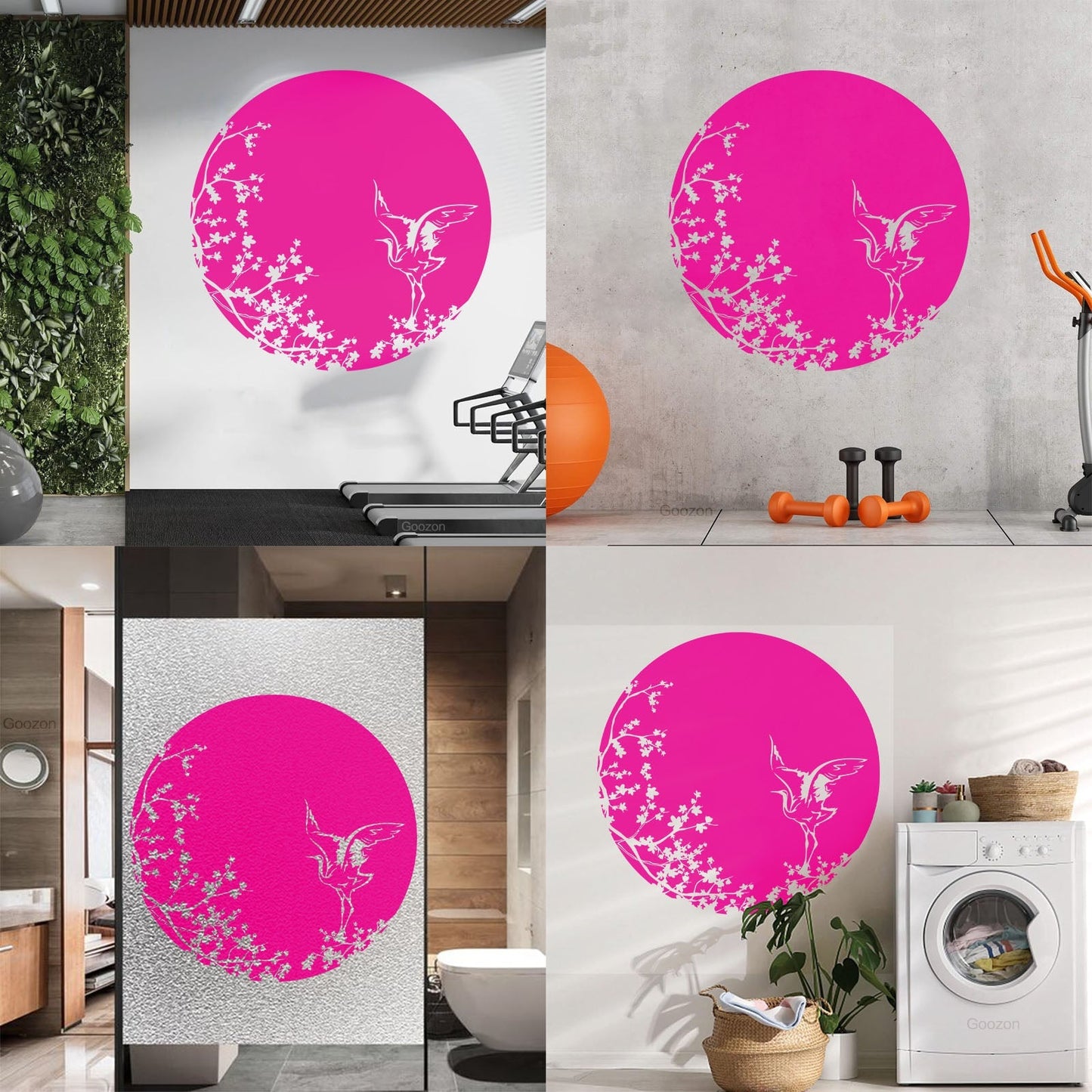 Sakura Tree Branch Heron Asian Style Bird Lettering Decals Tattoo Culture