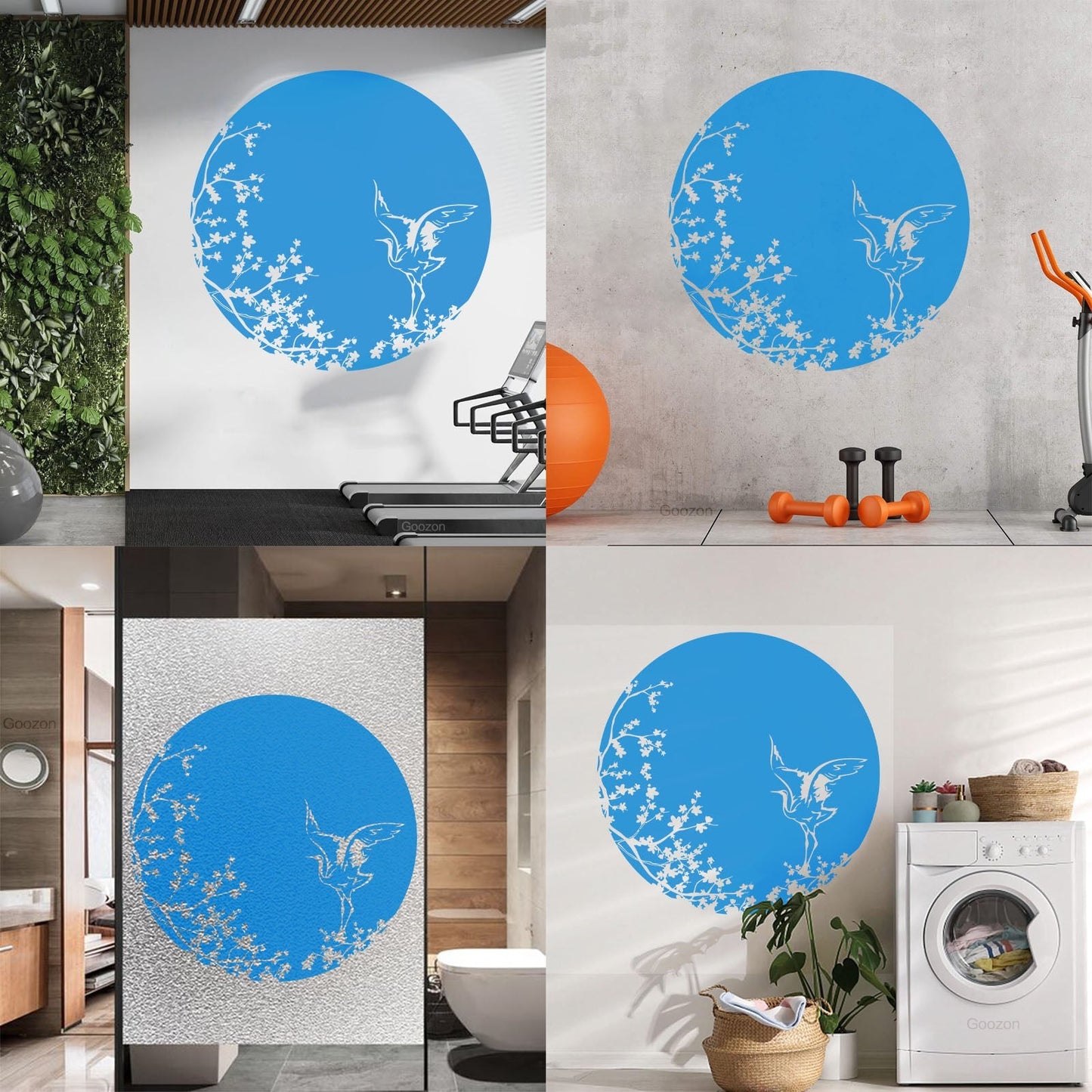 Sakura Tree Branch Heron Asian Style Bird Lettering Decals Tattoo Culture