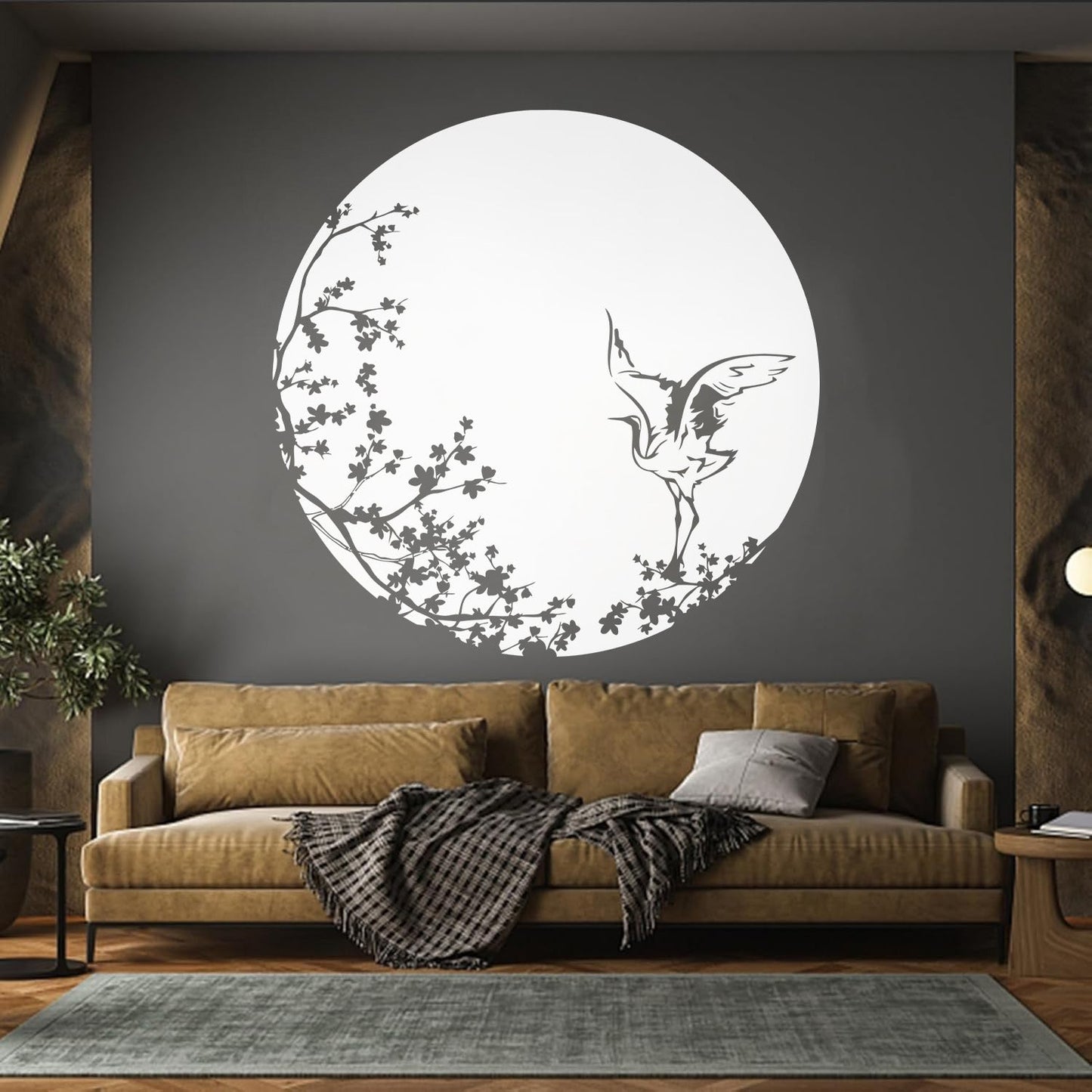 Sakura Tree Branch Heron Asian Style Bird Lettering Decals Tattoo Culture