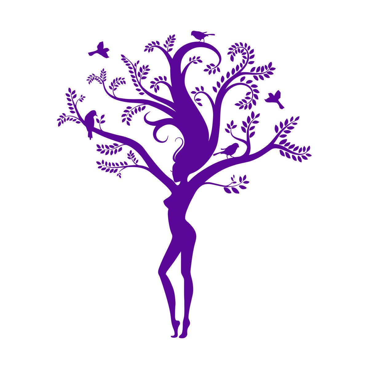 Wall Decals Pvc Appeal Girl Tree Branch Leaves Natural Removable Without Leaving Glue