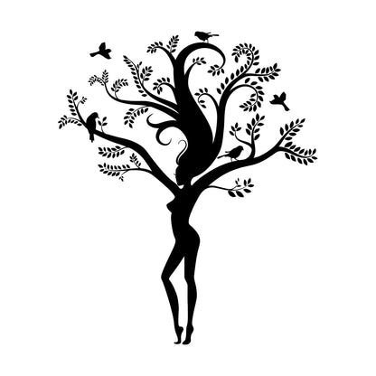 Wall Decals Pvc Appeal Girl Tree Branch Leaves Natural Removable Without Leaving Glue