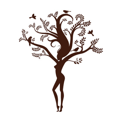 Wall Decals Pvc Appeal Girl Tree Branch Leaves Natural Removable Without Leaving Glue