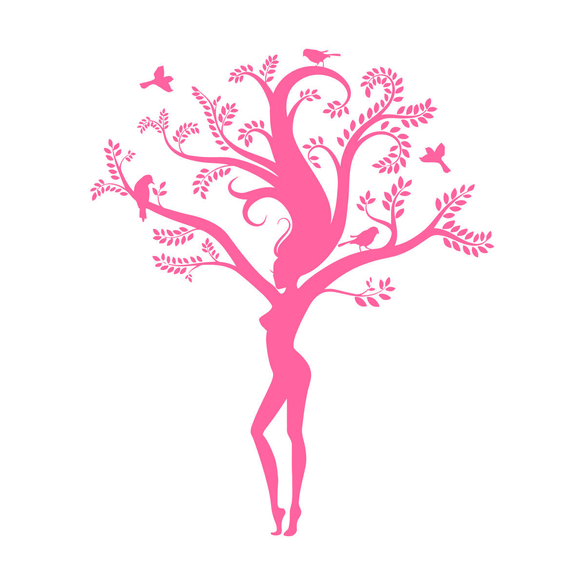Wall Decals Pvc Appeal Girl Tree Branch Leaves Natural Removable Without Leaving Glue