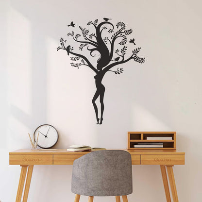 Wall Decals Pvc Appeal Girl Tree Branch Leaves Natural Removable Without Leaving Glue