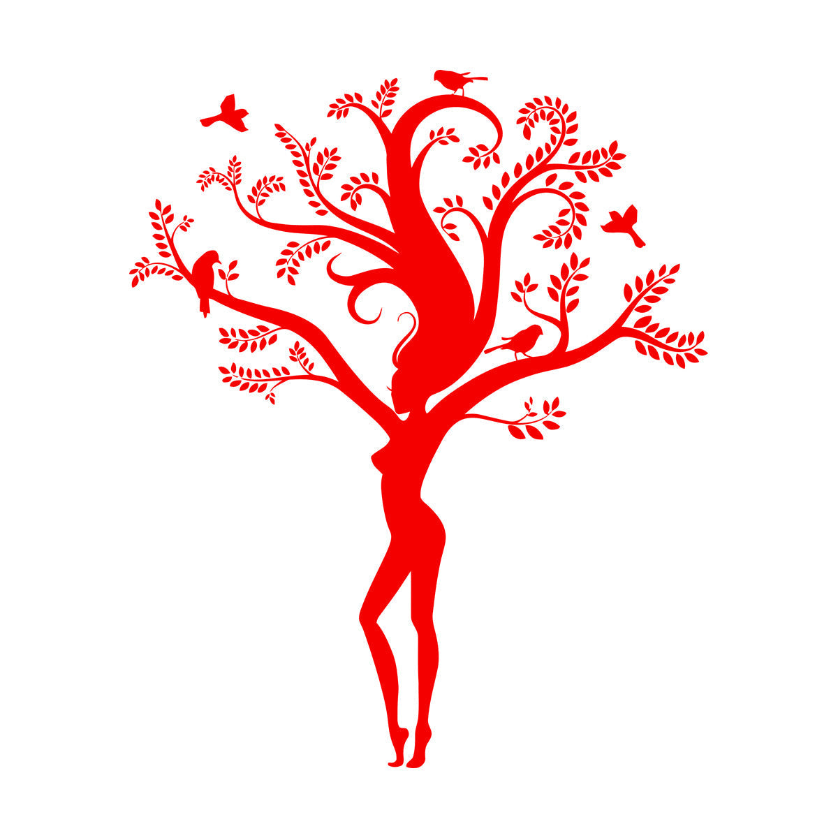 Wall Decals Pvc Appeal Girl Tree Branch Leaves Natural Removable Without Leaving Glue