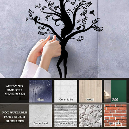 Wall Decals Pvc Appeal Girl Tree Branch Leaves Natural Removable Without Leaving Glue
