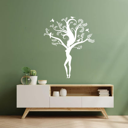 Wall Decals Pvc Appeal Girl Tree Branch Leaves Natural Removable Without Leaving Glue