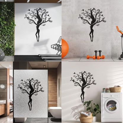Wall Decals Pvc Appeal Girl Tree Branch Leaves Natural Removable Without Leaving Glue