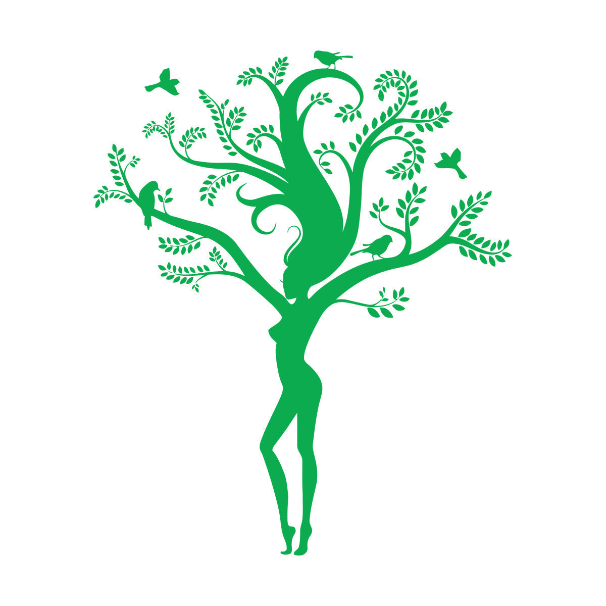 Wall Decals Pvc Appeal Girl Tree Branch Leaves Natural Removable Without Leaving Glue