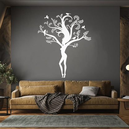 Wall Decals Pvc Appeal Girl Tree Branch Leaves Natural Removable Without Leaving Glue