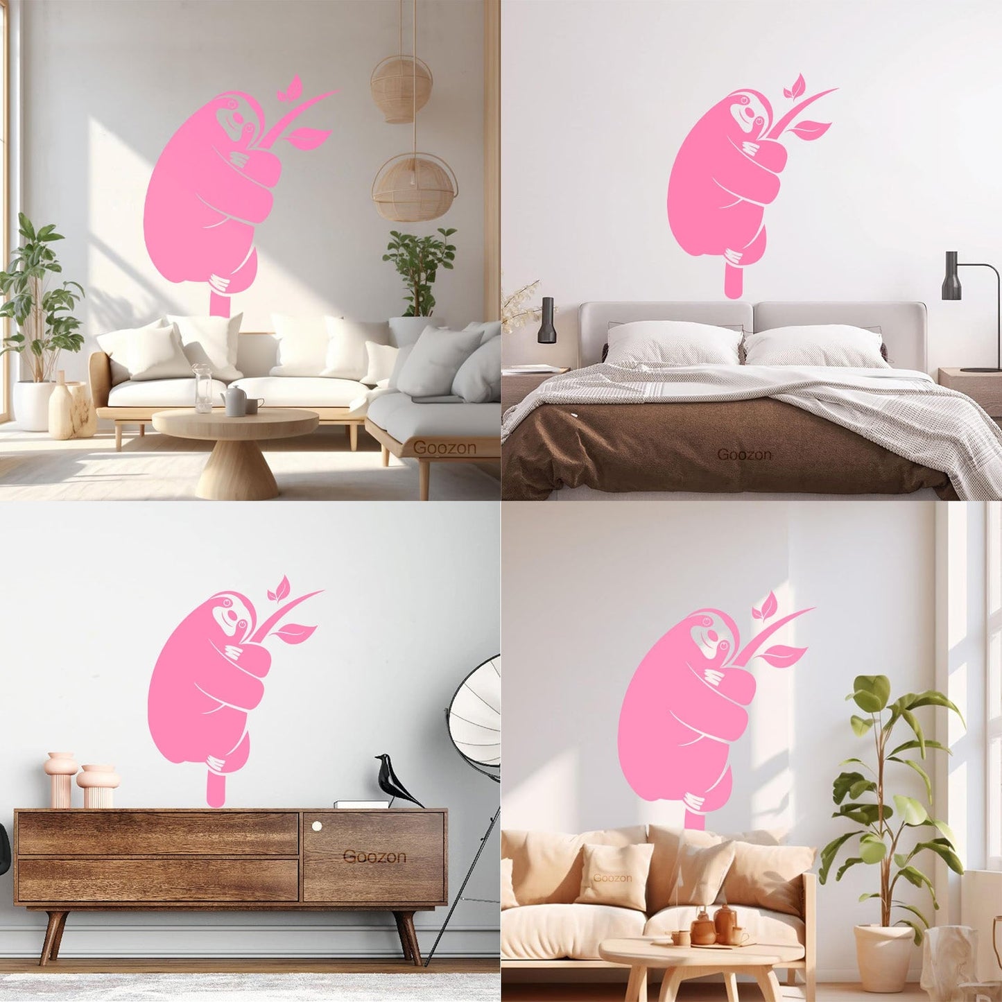 Vinyl Wall Stickers Sloth Animal Zoo Tree Branch Kids Bedroom Multi Color Selection