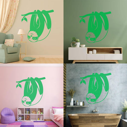 Wall Decals Sloth Funny Animal Kids Branch Equipped With Transfer Film Kit