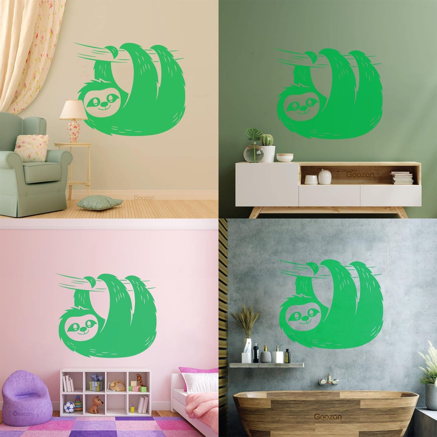Sloth Tree Branch Animal Zoo Vinyl Wall Decals Easy Installation