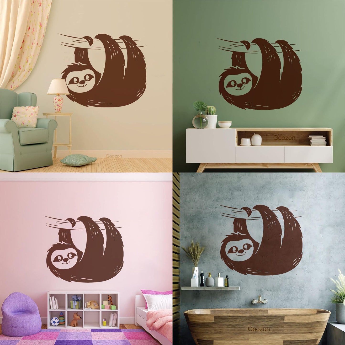 Sloth Tree Branch Animal Zoo Vinyl Wall Decals Easy Installation