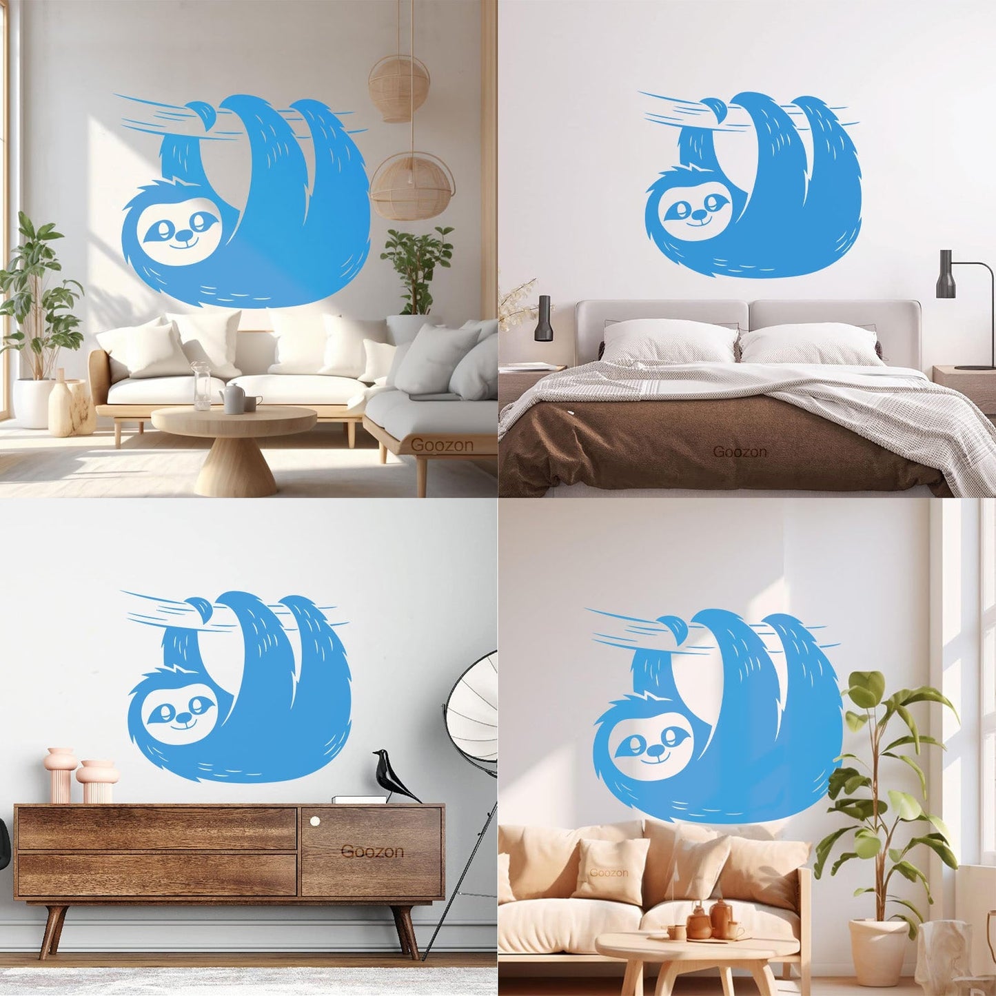 Sloth Tree Branch Animal Zoo Vinyl Wall Decals Easy Installation