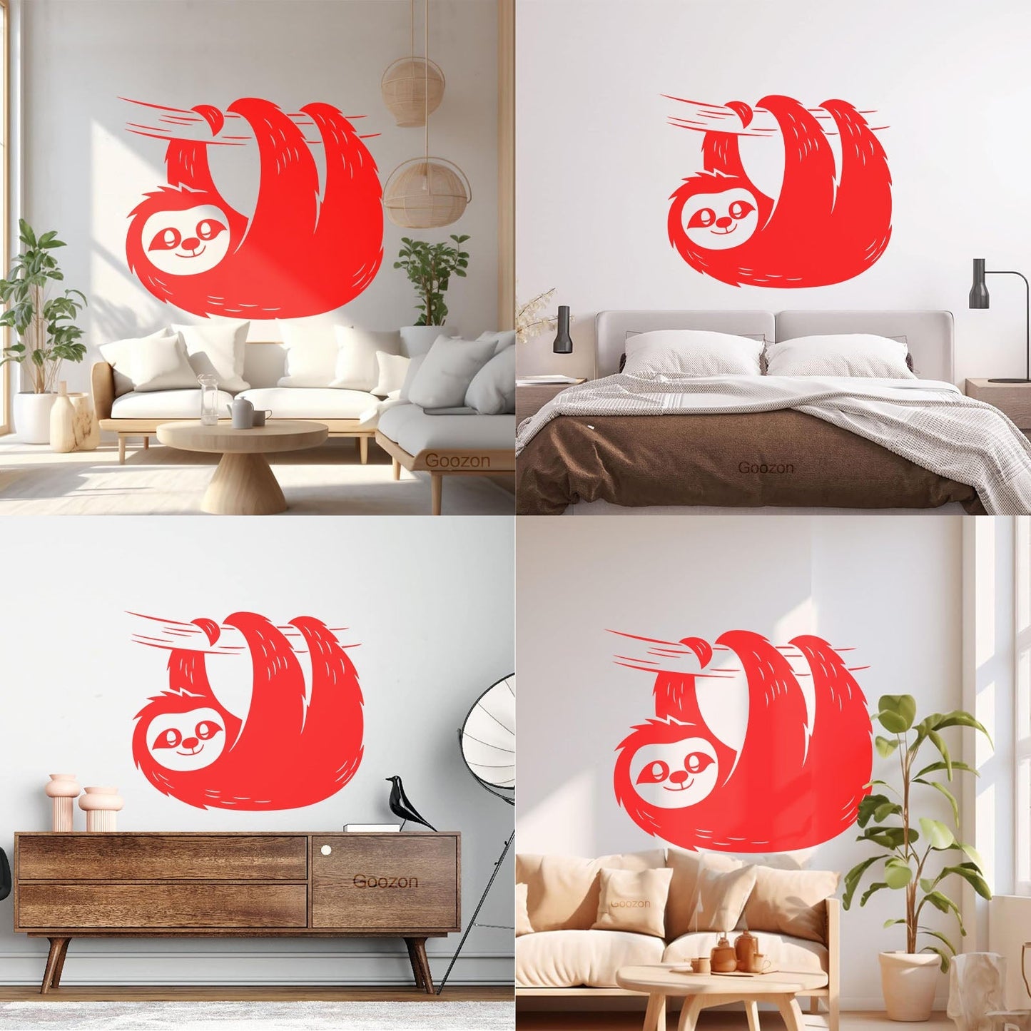 Sloth Tree Branch Animal Zoo Vinyl Wall Decals Easy Installation