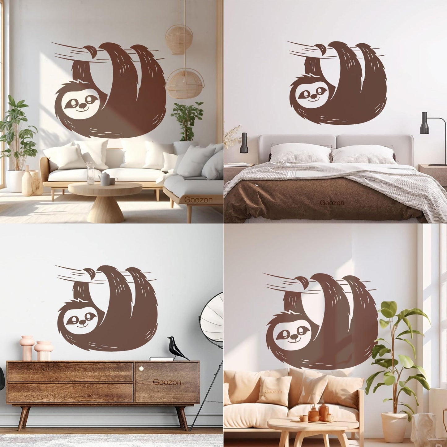 Sloth Tree Branch Animal Zoo Vinyl Wall Decals Easy Installation