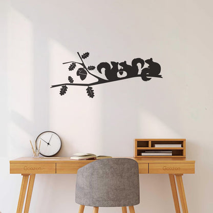 Engraving Decals Squirrels Silhouettes On Branch Art Mural Painting