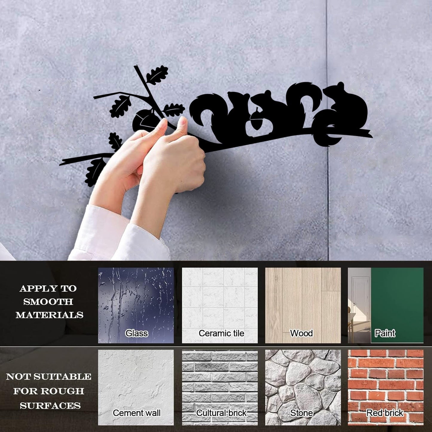 Engraving Decals Squirrels Silhouettes On Branch Art Mural Painting