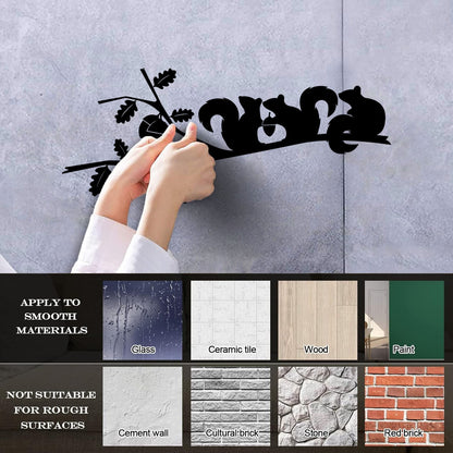 Engraving Decals Squirrels Silhouettes On Branch Art Mural Painting