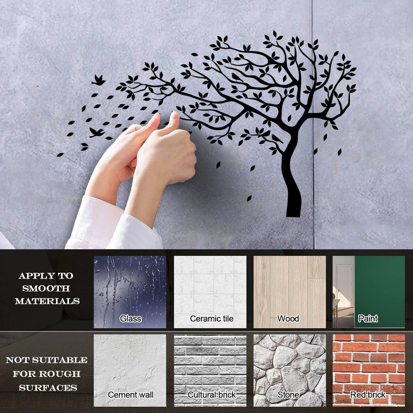 Fine Carving Stickers Tree Branch Leaves Autumn Personalized Customization