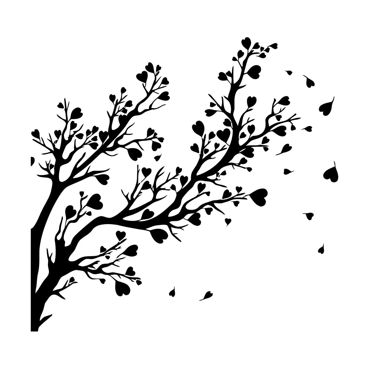 Fine Carving Decals Tree Branch Leaves Hearts Romance Art Decoration